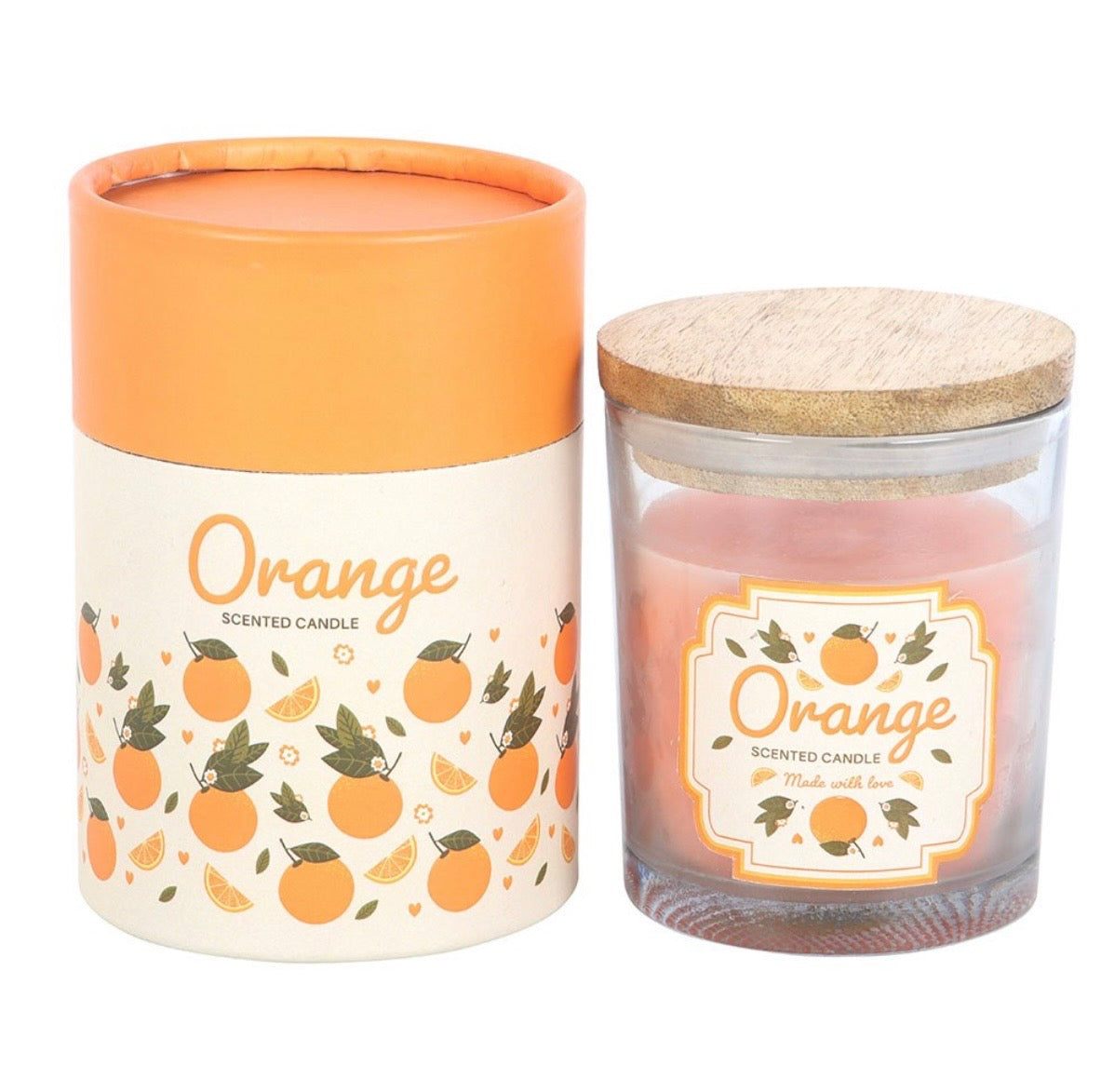 Orange scented candle