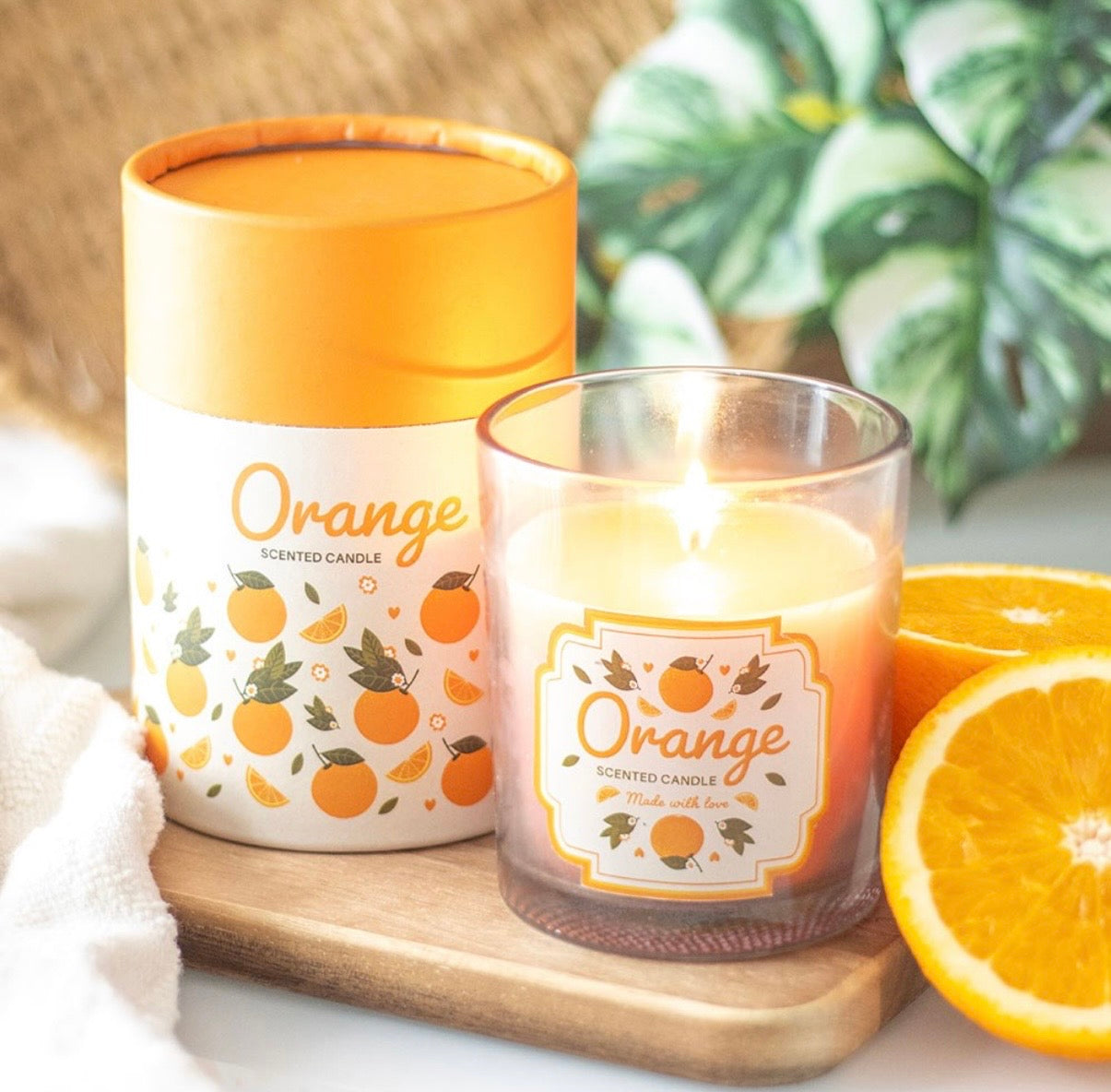 Orange scented candle