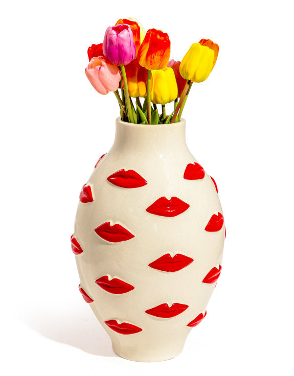 Large Red Lips Vase